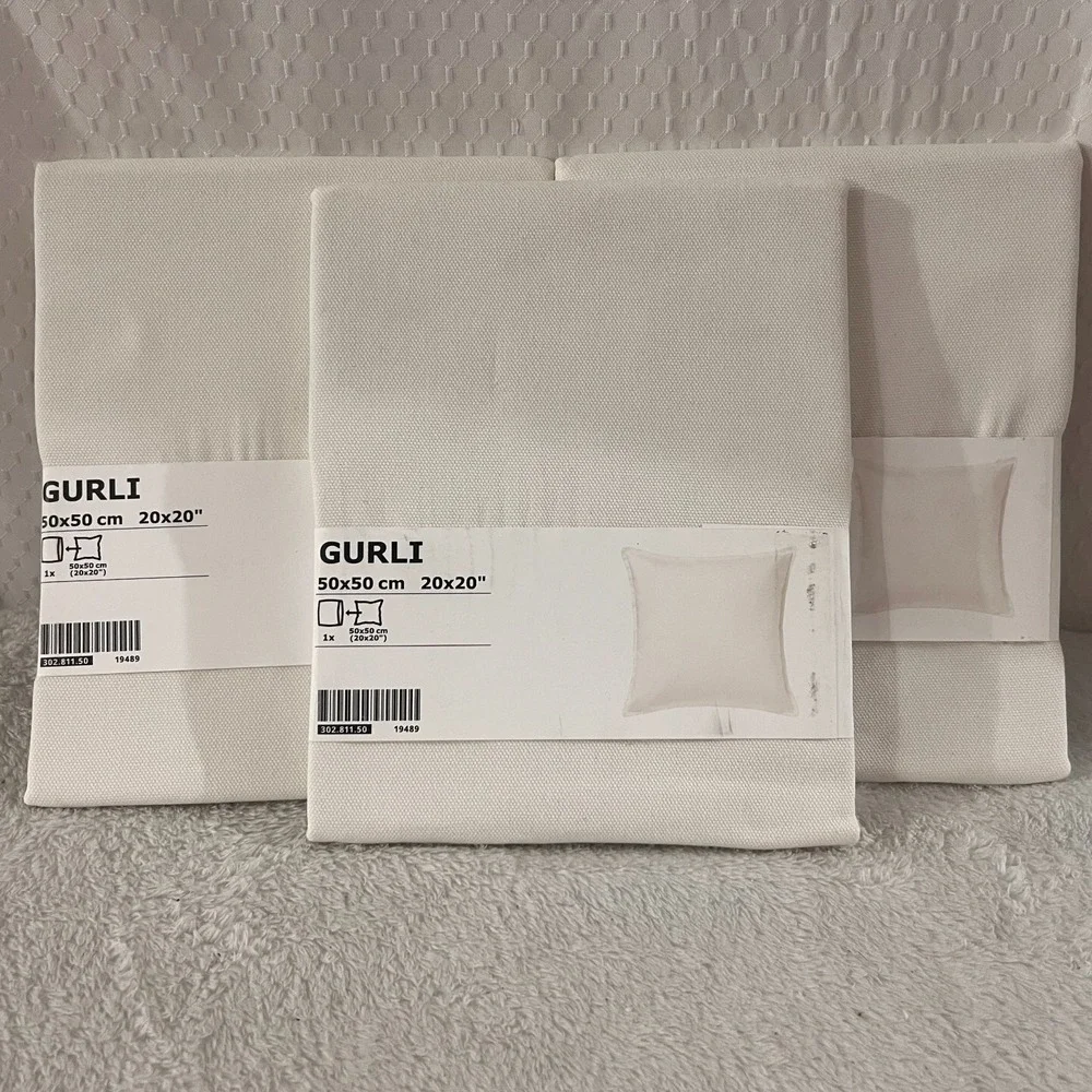 Set of 3 Ikea GURLI Pillow Cushion Cover Square White 20x20